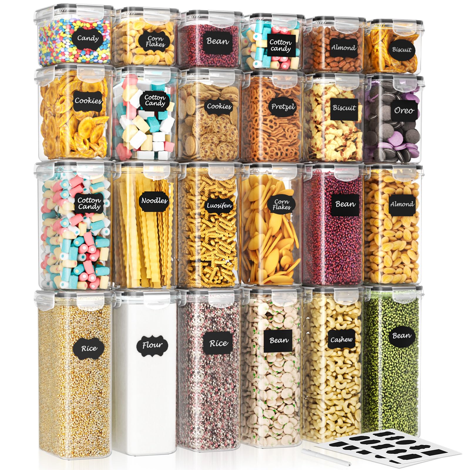SavvyStor 24 PCS Food Storage Containers 42L BPA Free Leak-Proof Canisters