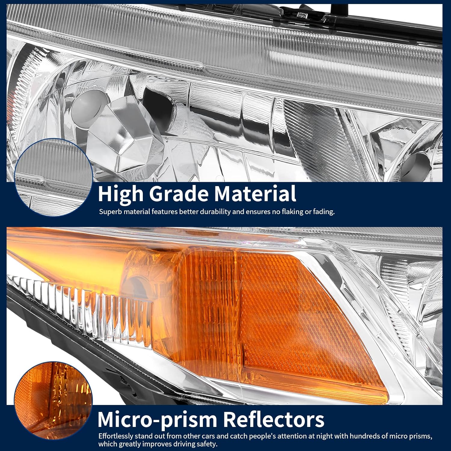 AUTOSAVER88 Headlights Assembly Compatible with 2012 2013 2014 2015 Civic Sedan 4-Door 2012-2013 Civic Coupe 2-Door OE Headlamp Replacement Headlight Chrome Housing