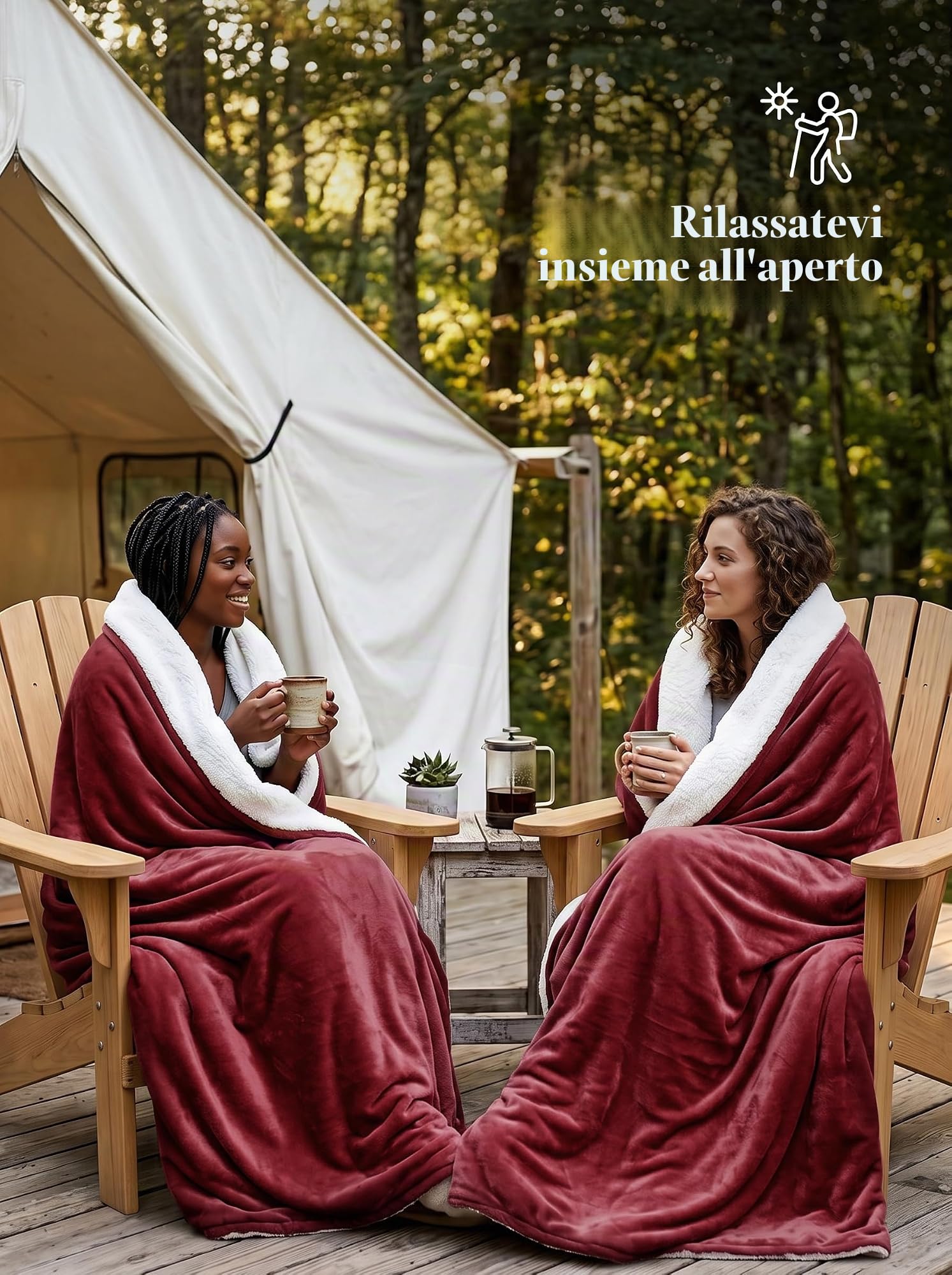 Utopia Bedding Coperta Sherpa [Rosso, 228x259 cm] - Coperta reversibile in pile caldo e spesso 480 GSM per letto, divano, divano, campeggio e viaggi