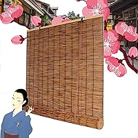 Vista 36 de Persianas de bambú enrollables para exteriores, persianas retro con elevador, para privacidad en interiores y exteriores, 59 x 63 pulgadas