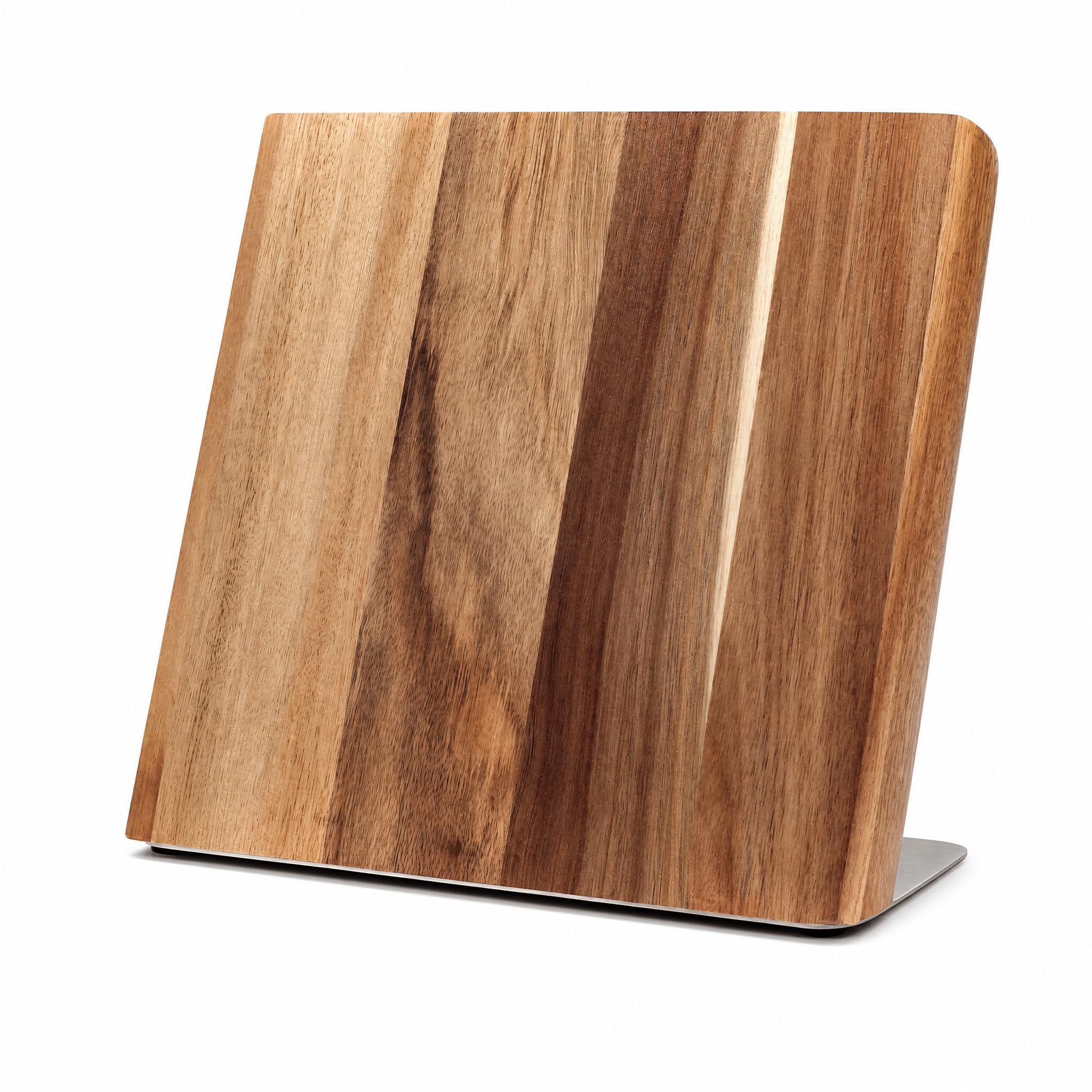 Hanseküche Magnetic Knife Block, Wooden Knife Holder Without Knives, Acacia Wood with Metal Base, Non-Slip Rubber Feet, One-Sided Magnetic Stand, 25 cm Wide