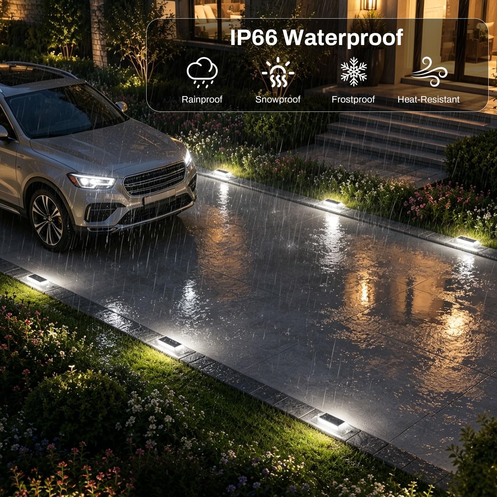 Lacasa Solar Bodenleuchten Aussen 8 Stück, 2 in 1 LED Solarlampen für Außen, Wasserdicht Solarleuchten für Auffahrt, Gartenweg, Außentreppen, Terrasse und Poolrand (Warmweiß & Kaltweiß) | Wasserdichte Markierungsleuchten für Treppe, Garten, Hof, Terrasse