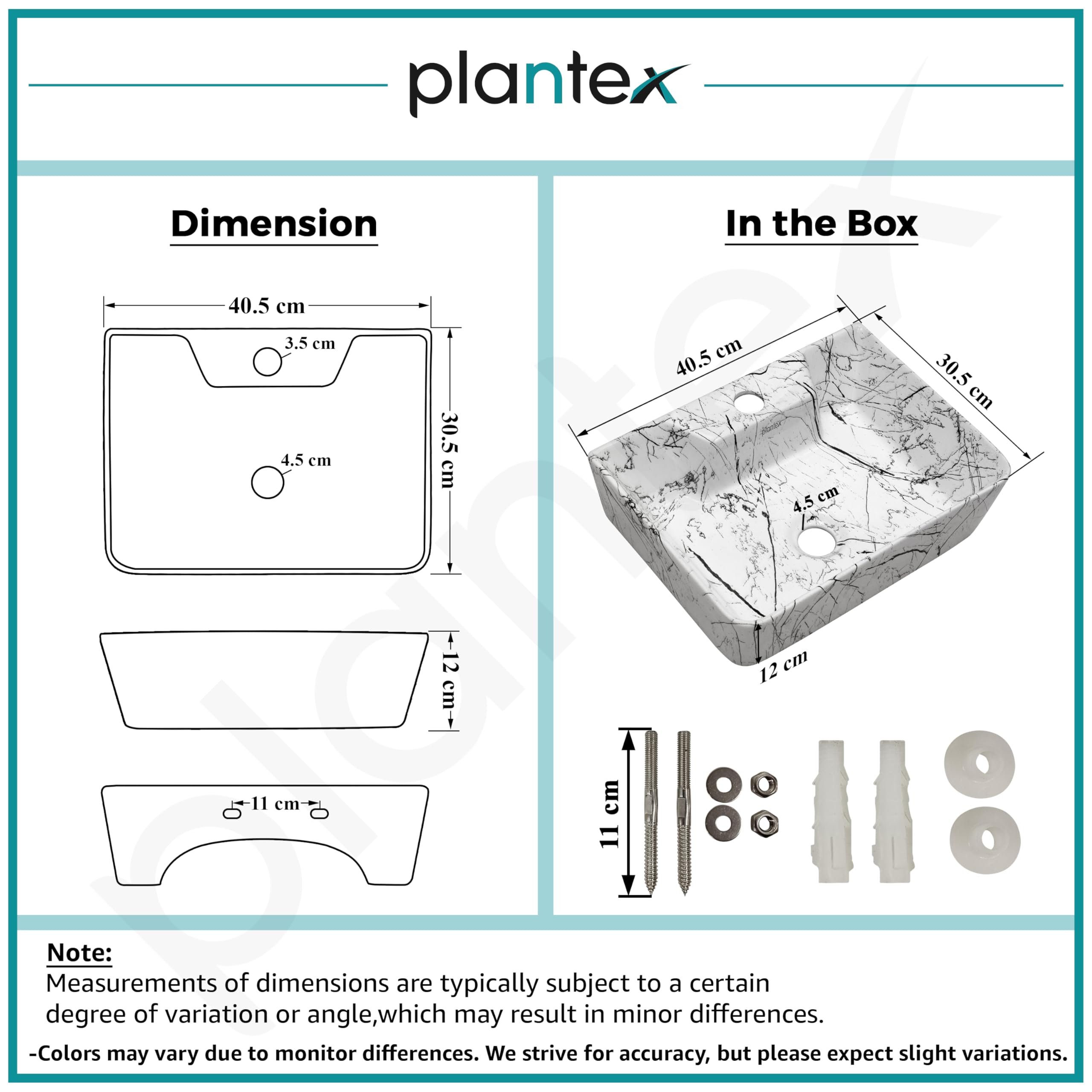 Plantex Wall Mounted Wash Basin - Modern Ceramic Sink -3 Plantex Wall Mounted Wash Basin - Modern Ceramic Sink -3
