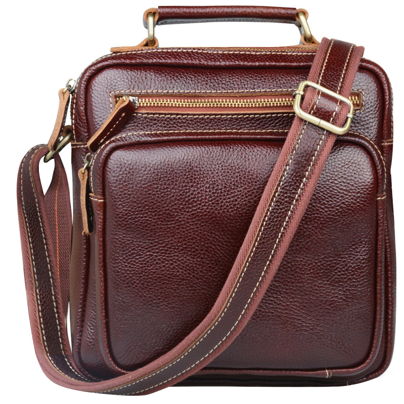 Buy Jack&Chris Men's Retro Leather Soft Shoulder Strap Messenger Bag