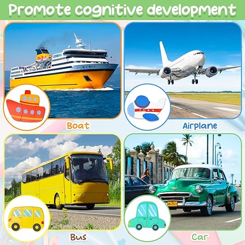 Miniatura 6 de Wooden Puzzles for Toddlers 1-3, Educational Preschool Puzzle Toy, Each Set of Jigsaw Puzzles Contains 4 Patterns, Backside Can be Used as a Drawing