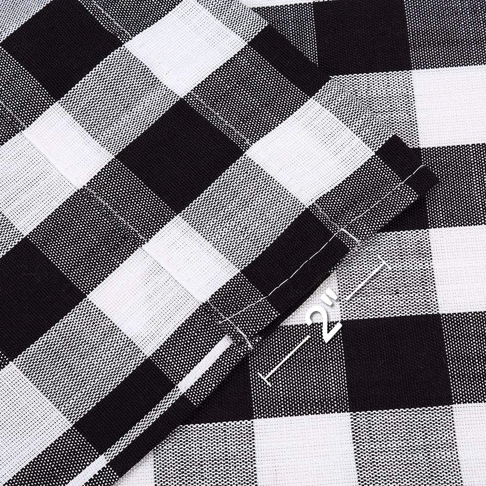 Cortinas de cocina con cenefa a cuadros en blanco y negro de 36 pulgadas de largo, cortinas de cafetería a cuadros escoceses para cocina y baño, 28 x 36 pulgadas, negro/blanco, juego de 2