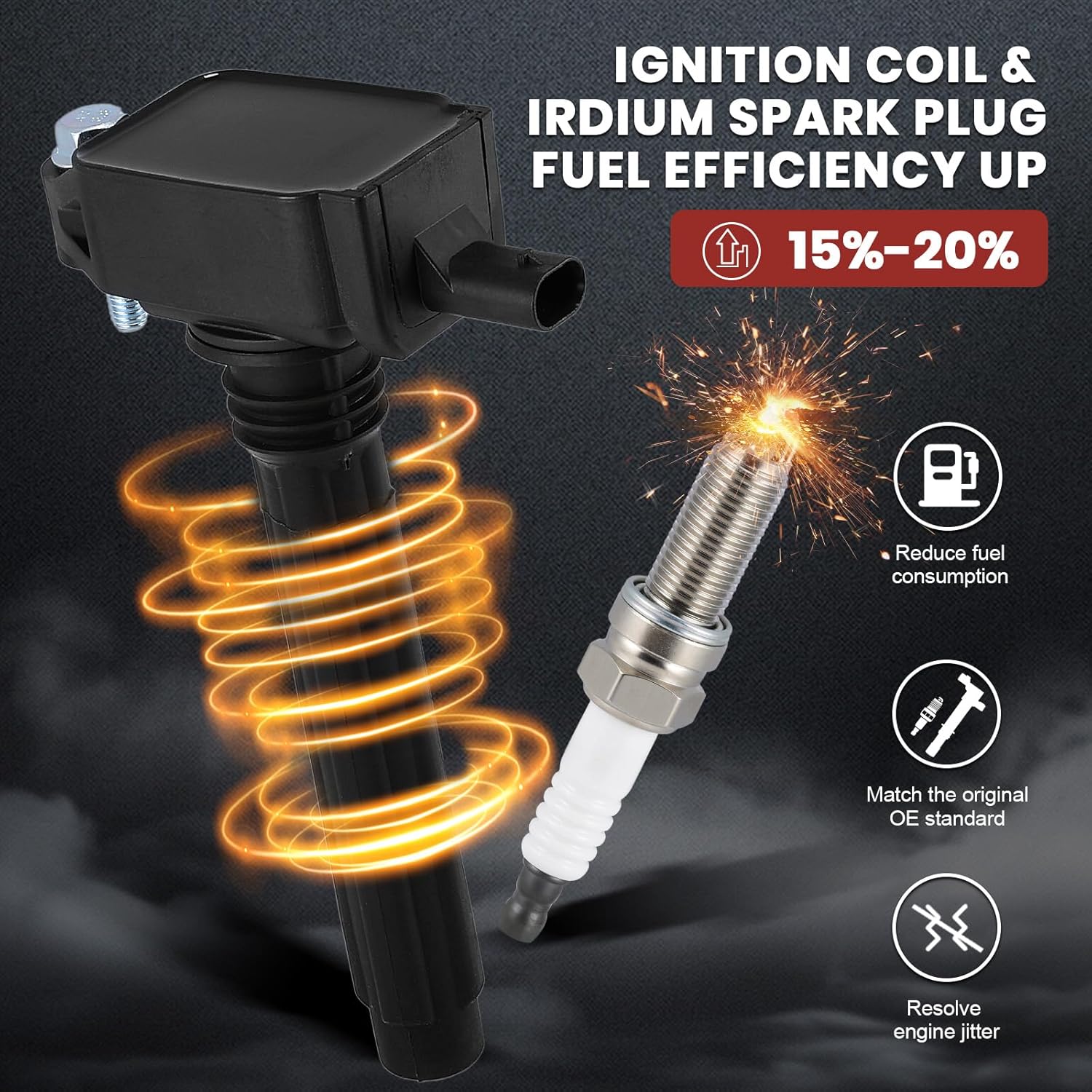 UF648 Ignition Coil Pack & Iridium Spark Plugs Compatible with Jeep Wrangler Dodge Challenger Charger Journey Ram1500 Chrysler 200 300 Town & Country 3.2L 3.6L V6 2011-2020 Coil Pack Sets of 6