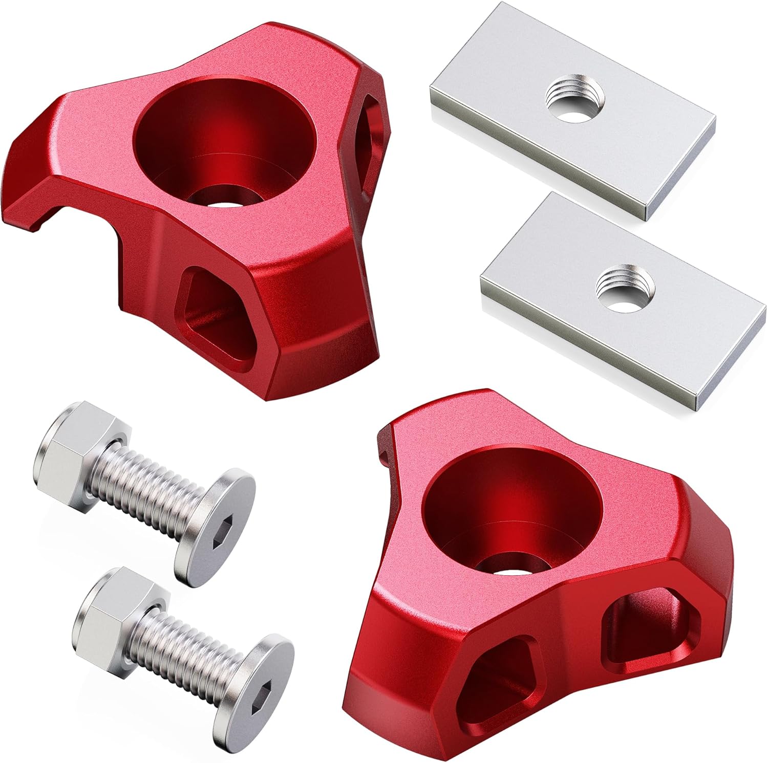 MZS Truck Bed Tie Down Anchors, Heavy Duty Cargo Tie Down Hooks Compatible with 2007-2026 Tundra 2nd 3rd Gen Pickup (Red, 2pcs)