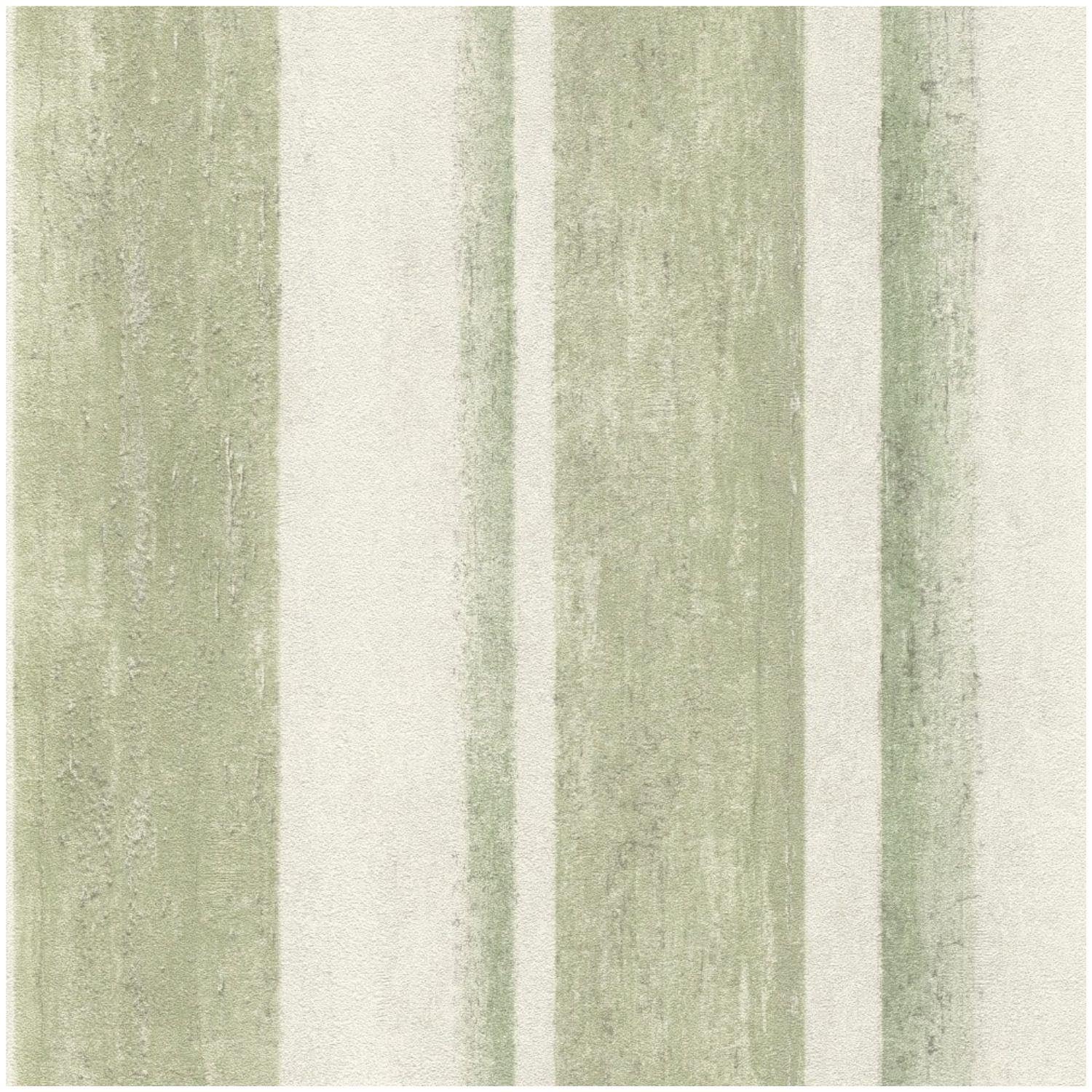Yöl Sage Green Cream Linares Vertical Stripes Wallpaper - Contemporary Versatile Sophisticated - Modern Extra Washable Stripable - 10.05M X 53Cm Roll - Elegant Distressed Paste The Wall Vinyl