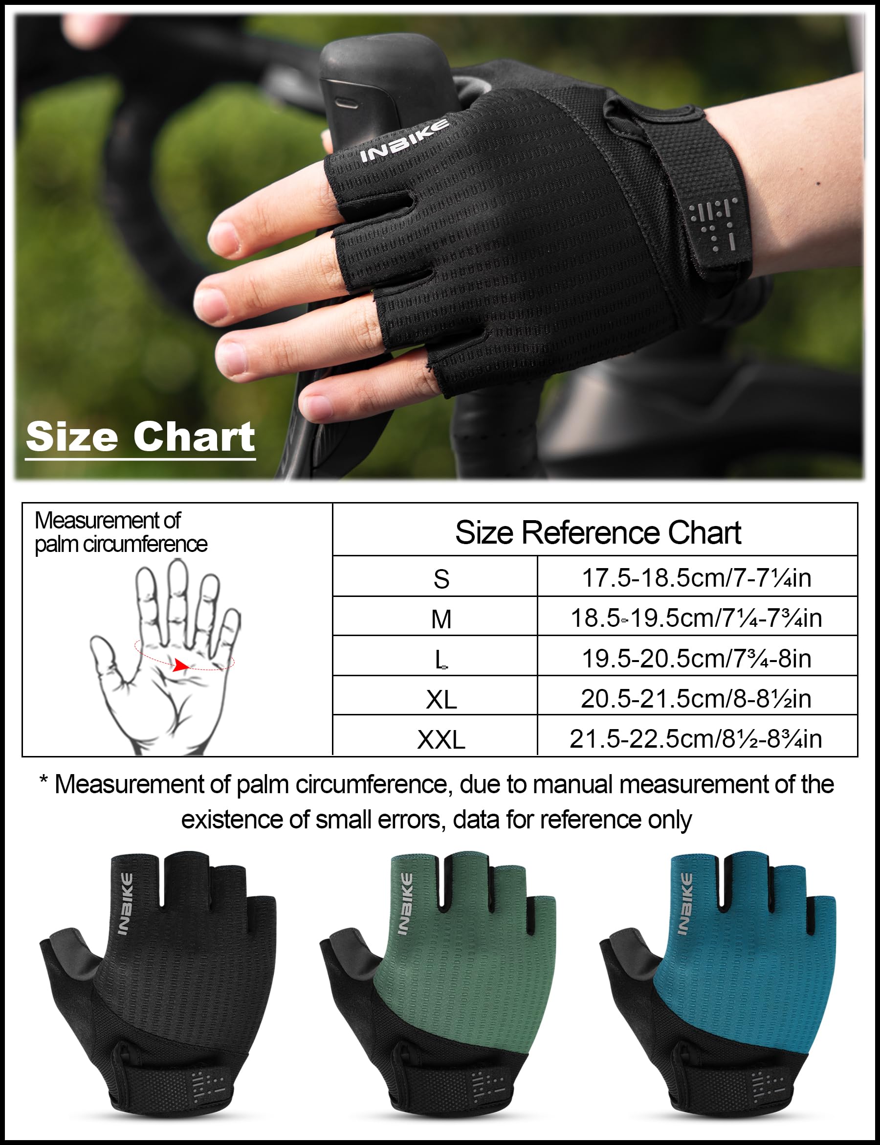 INBIKE Gants de Cyclisme Homme MTB Gants de Vélo Montagne Gants D'été sans Doigts pour Hommes et Femmes Elastiques et Respirants à Usages Multiples