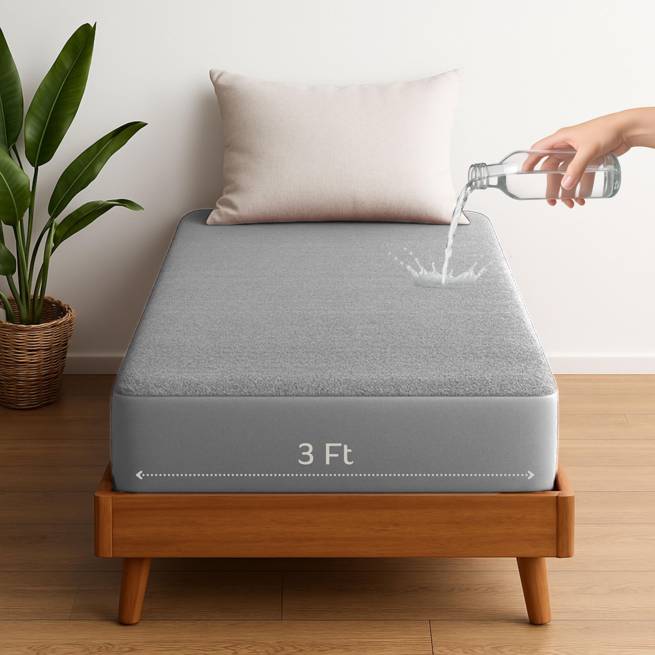 Vastrora 100% Waterproof Mattress Protector | Pee & Urine Proof Mattress Cover | Single Bed (3x6.5 Ft | 36x78 Inch) | Soft Terry Cotton Elastic Fitted Bed Protector | Breathable, Noiseless Bed Cover