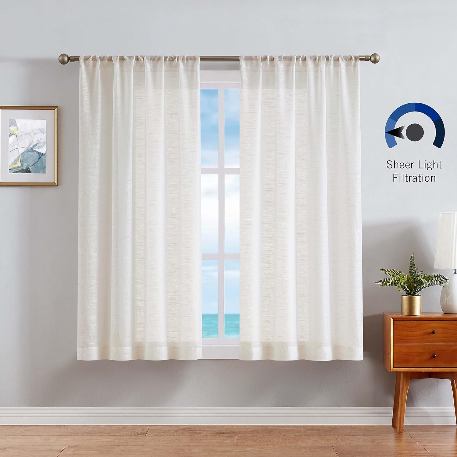 Nautica - Erasmus Sheer Curtain | Window Panel Curtains | Lightweight Drapes | Set of 2 Panels | Sheer | Rod Pocket Header | Measures 38" x 63" | Taupe