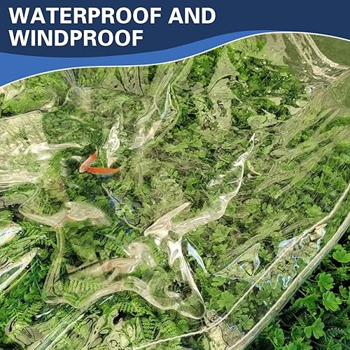 Miniatura 5 de Lonas transparentes resistentes al agua de 20 mil, lona de PVC de 10 x 10 pies con ojales de metal, bordes reforzados resistentes al desgarro, lona