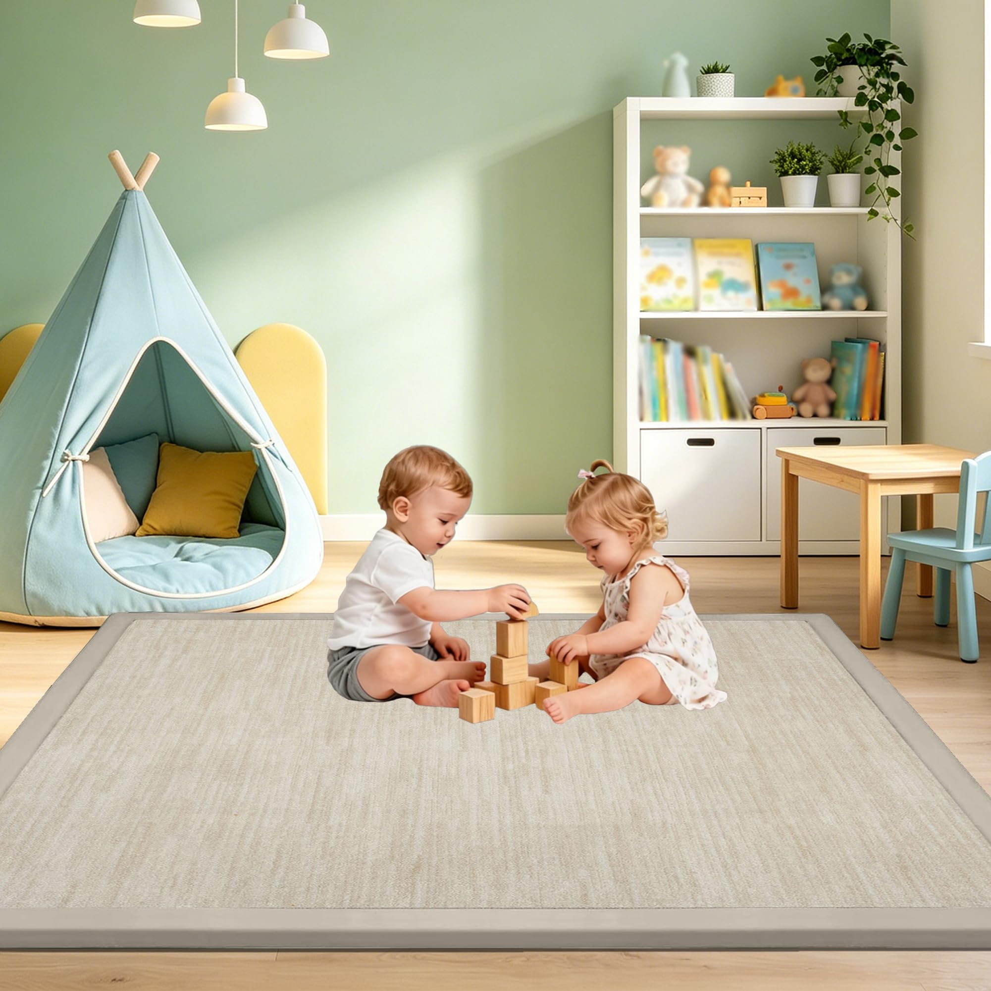Krabbelmatte Baby 2cm Extra dick und weiche Spielmatte, Spielteppich Rutschfester, wasserabweisender Teppich für Wohn und Kinderzimmer Tatami Matte 120 x 160 cm
