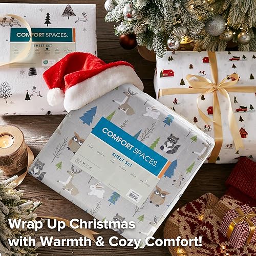 Miniatura 6 de Comfort Spaces Juego de sábanas de franela de algodón tamaño individual XL, ultra suave con bolsillo elástico de 12 pulgadas que se adapta a