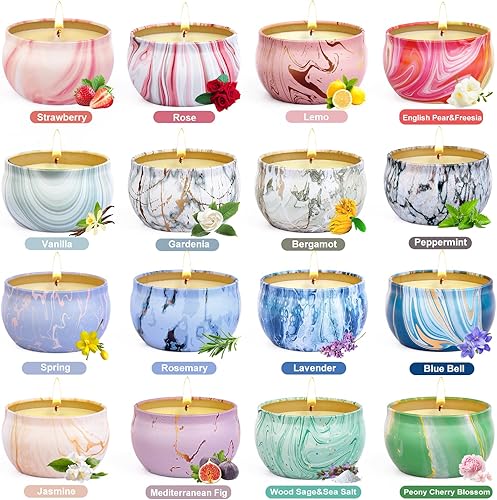 Miniatura 2 de Velas de regalo para mujer, paquete de 16 velas perfumadas para el hogar, 180 horas de larga duración, vela de aromaterapia de soja, vela de