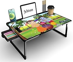 Laptop Stand for Desk, Computer Stand Laptop Table, Phone and Tablet Stand for Desk, Portable Laptop Cup Holder Compatible with Foldable Leg, Laptop,Table (BHIM Krishna-COTTED)