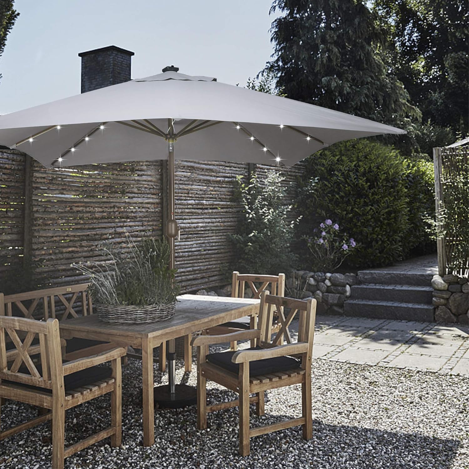 Blissun Rectangular Patio Umbrella, Table Market Umbrella with Tilt and Crank, Outdoor Umbrella for Garden, Deck, Backyard, Pool and Beach