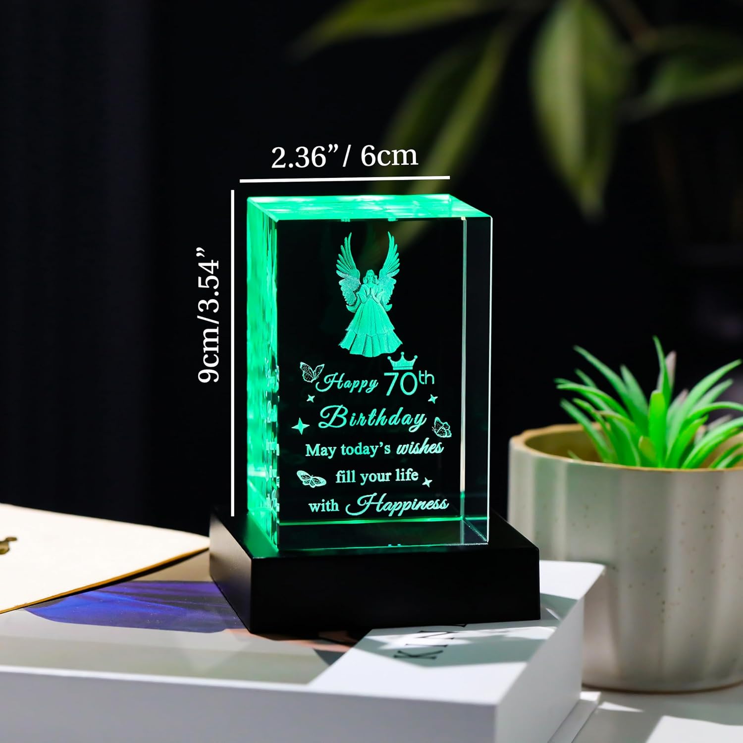 Enjinkail 70th Birthday Gifts for Women Men - Crystal Guardian Angel Gifts Personalized 1954 70 Year Old Birthday Present for Her Him - Happy 70th Birthday Gifts Ideas for Mom Dad Unique - Image 4