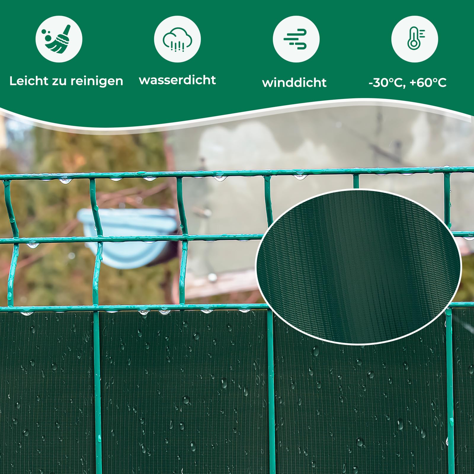 interGo Sichtschutzstreifen Zaun 35 m x 19 cm inkl.20 Clips, Sichtschutz Zaunfolie PVC Sichtschutzstreifen Doppelstabmatten für Gartenzaun, Balkon/Diverse Farben 4er-Set