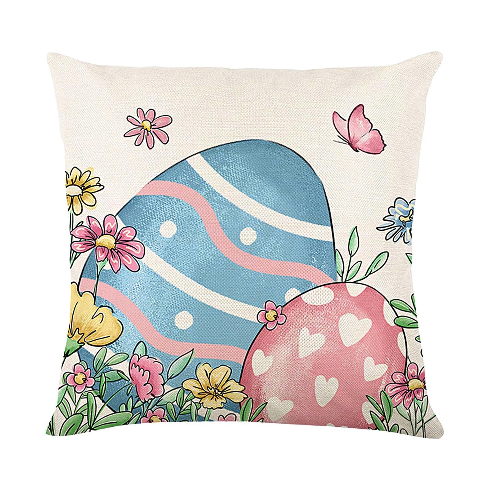 Poszewka na poduszkę na Wielkanoc, Happy Easter, Honny, króliczek, kwiaty, jajka wielkanocne, wielkanocne poszewki na poduszki, nowoczesna poszewka na poduszkę, bawełna len, jajka wielkanocne,