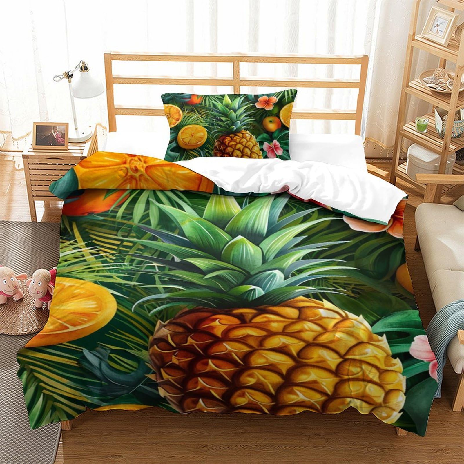 Housse de couette ananas imprimé 3D pour créer une ambiance tropicale et joyeuse dans sa chambre