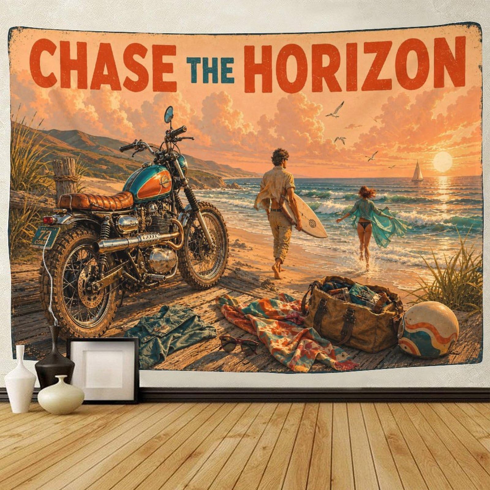 ASDFGHJKLZA Motorcycles And Beaches Wall Hanging Decor 3D Print Tapestry Wall Art Decor Tapestries Poster Curtain Bedroom College Dorm 130cmx150cm
