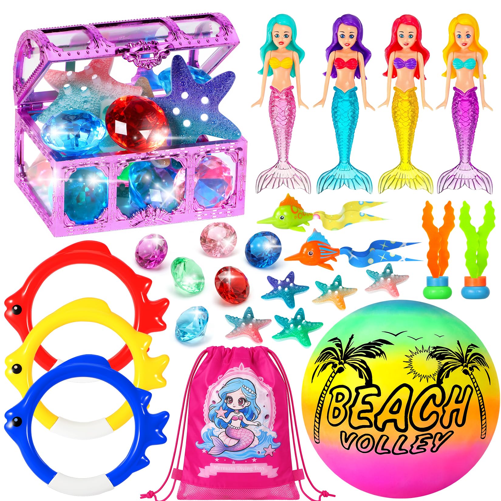DRAMATION 25 PCS Pool Diving Toys for Kids Ages 3-12