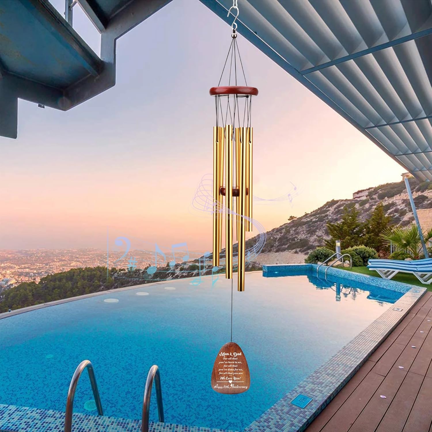 50th Anniversary Present for Parents, Happy 50th Anniversary Wind Chime, Parents 50 Years of Marriage, Mom and Dad Golden Wedding Gifts for Mom and Dad Parents