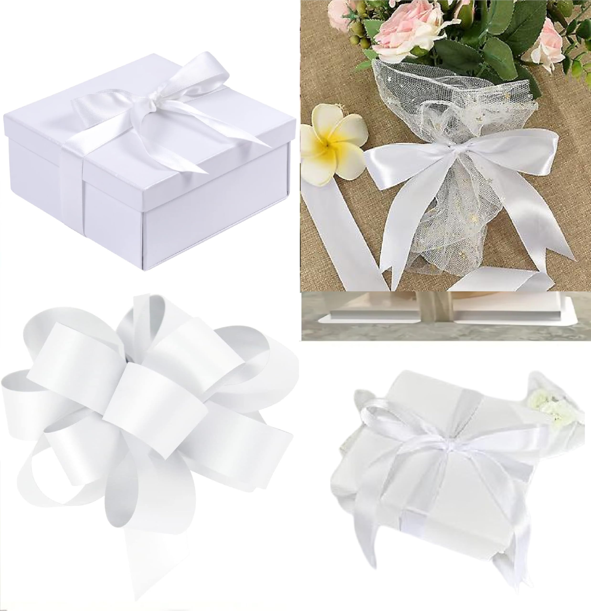 Double Sided Satin Ribbon 25mm x 10 Meters (Off White) for Gifts Wrap Sew Party, Decorations Events Dress Wedding Christmas Crafts, Bows Car, Balloons Hairs, DIY, Bouquets, Cake More — view 5