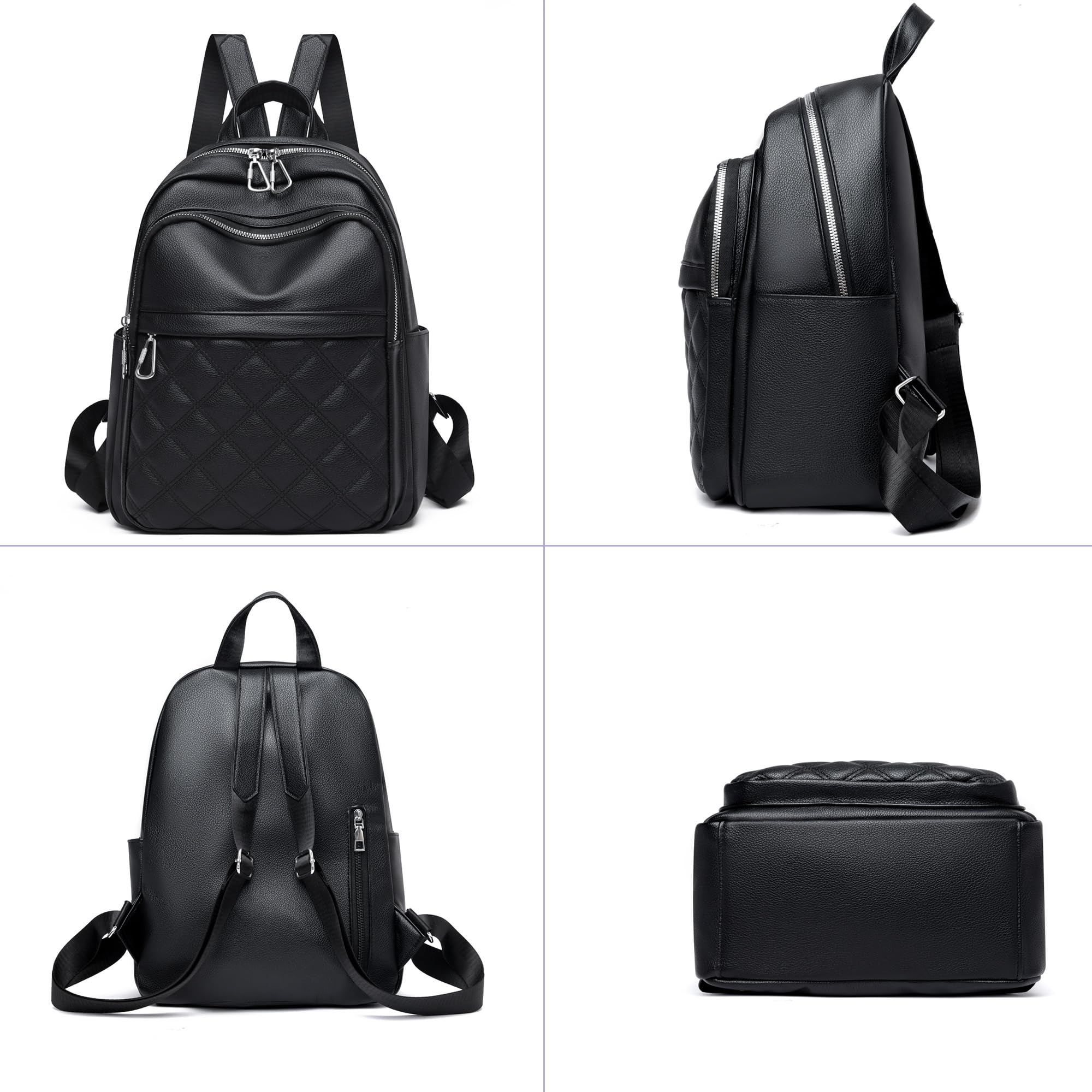 Suweir Zainetto Donna Elegante Zaino Donna Pelle PU Zaino da Città Impermeabile Casual Daypack Backpack per il Lavoro per Viaggi, Lavoro, Scuola
