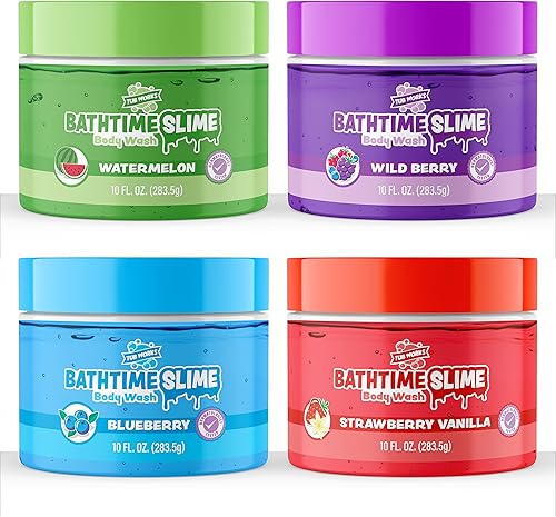 Tub Works Bath Slime - Gel de baño para niños, paquete variado de 4 unidades, textura pegajosa y juguetona con aromas frescos y afrutados, probado