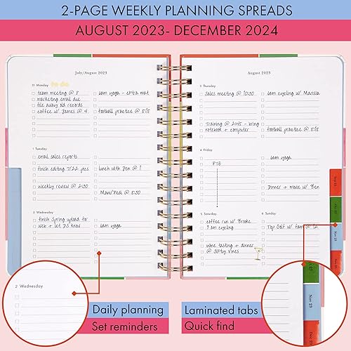 Miniatura 2 de Kate Spade New York Agenda diaria 2023-2024, planificador grande de agosto de 2023 a diciembre de 2024, planificador semanal con calendario mensual,