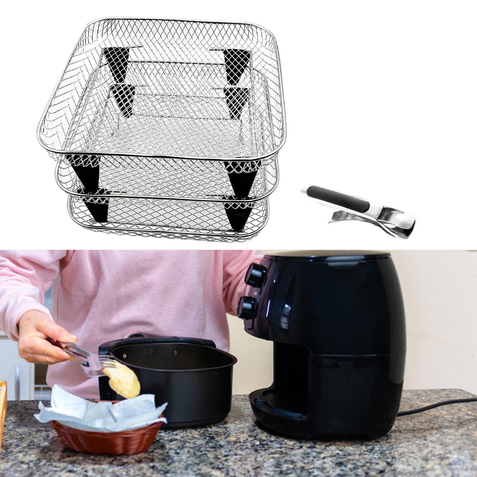 Rejilla para Freidora de Aire, Fácil de Limpiar, Apilable, para Secar Alimentos en La Cocina Y en Casa.