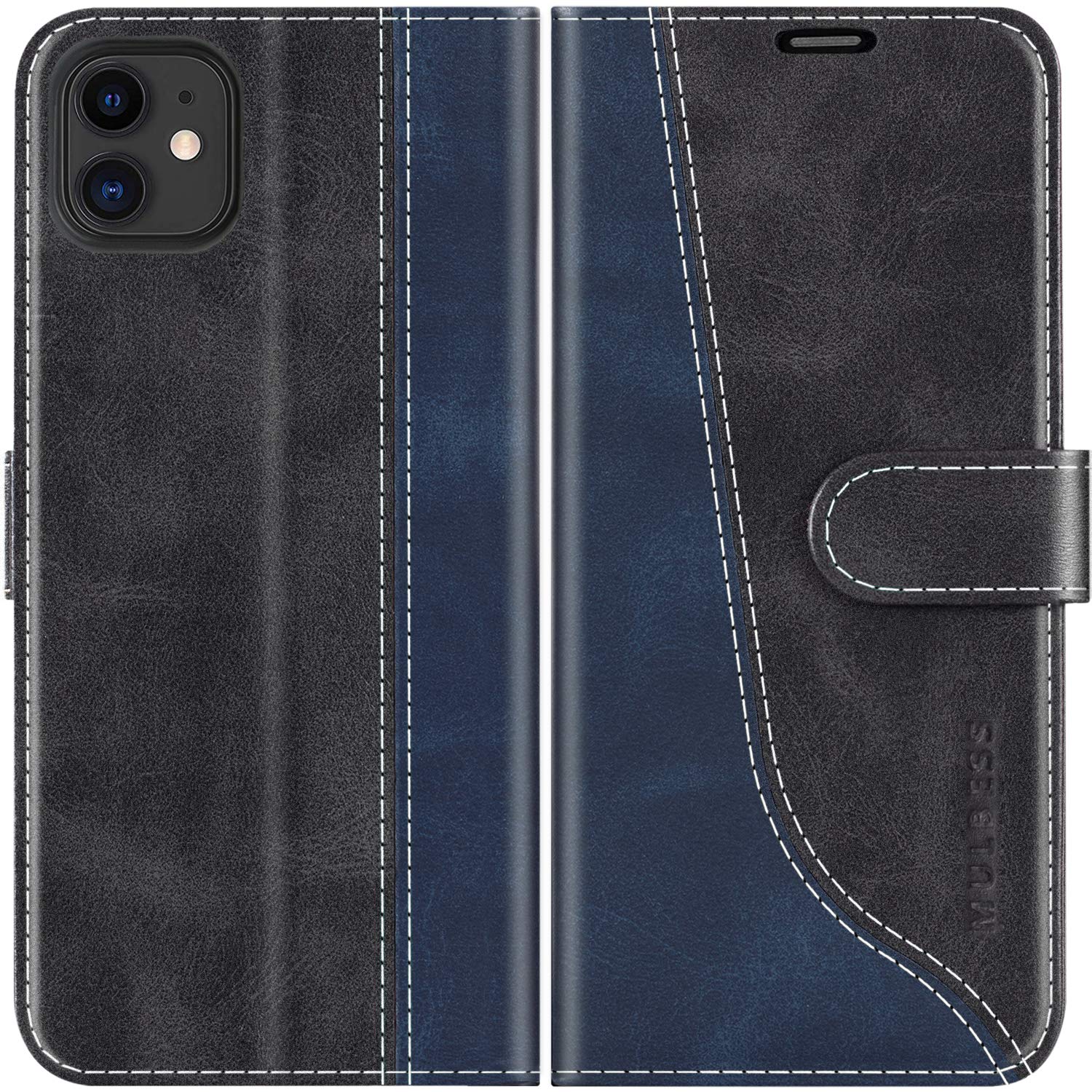 Mulbess Cover per Samsung Galaxy A14 5G, Custodia a Libro, Magnetica Flip con Chiusura, Interno TPU Antiurto Portafoglio,Sintetica, Elegante Nero