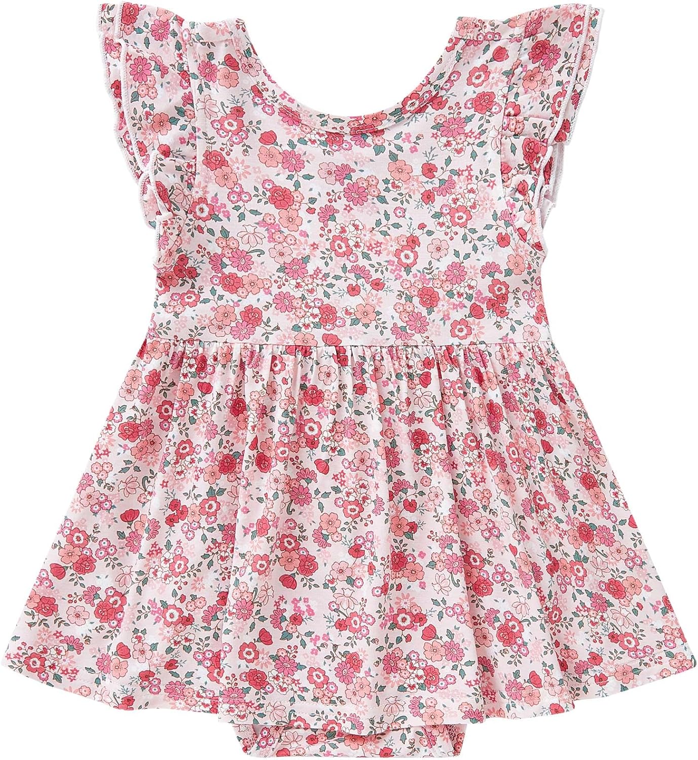 pureborn Baby GIrls Viscose from Bamboo Bodysuit Dress Ruffle Sleeve Romper Twirl Skirt Playwear Dresses 0-24M
