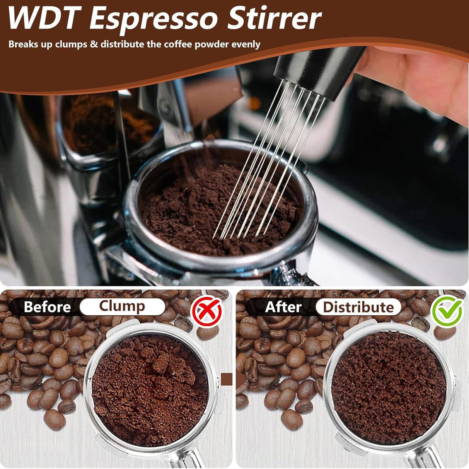 Zestaw tamperów do kawy 58mm narzędzia do ubijania i prasowania mielonej | Tamper do espresso do użytku komercyjnego Do domu, kuchni, kawiarni, baru, biura, blatu, użytku komercyjnego