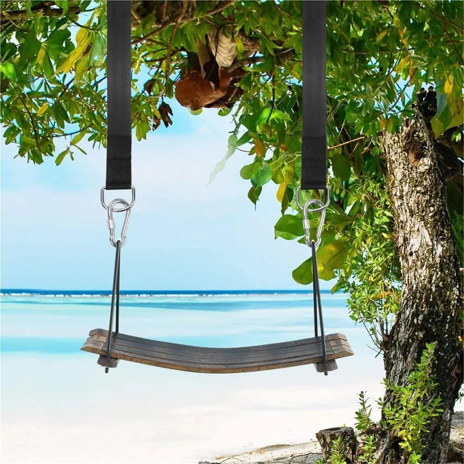 Kit de suspension robuste pour balançoire d'arbre - Capacité de 350 kg - Sangles de hamac avec mousquetons pour randonnée et camping - Corde de 2,5 x 200 cm