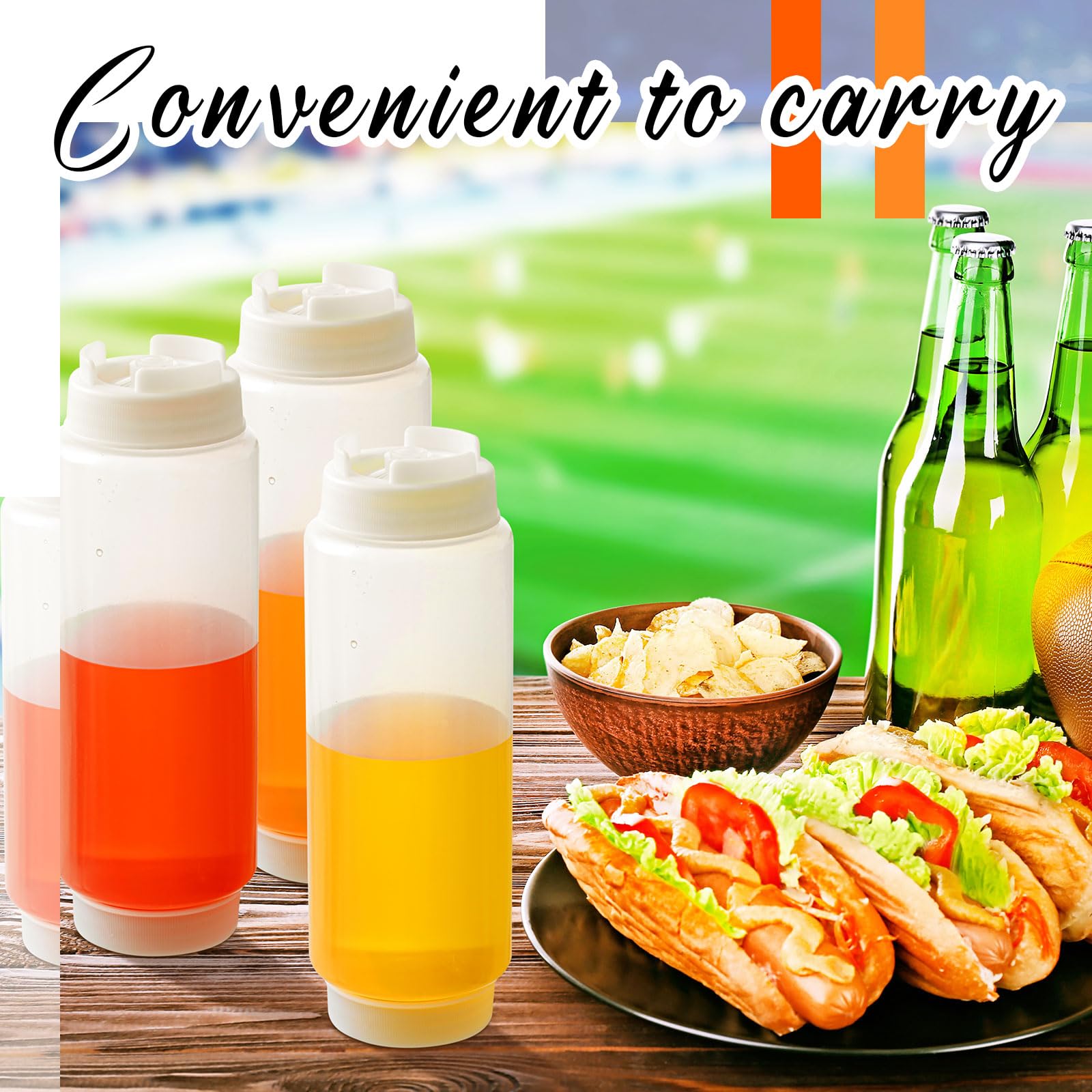 4 botellas exprimibles de condimentos de 32 onzas para restaurantes, salsas de plástico, dispensador de ketchup, botellas de aderezo grandes y transparentes para restaurante, cocina, catering