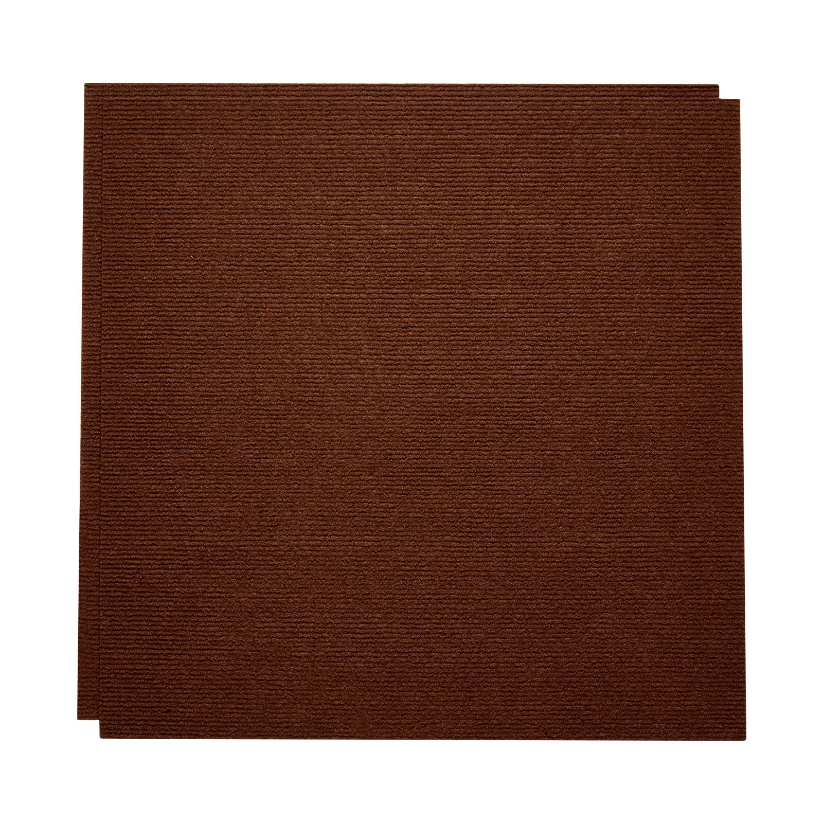 VEVOR Teppichfliesen 609,6 x 609,6 x 5 mm, 20er-Pack, selbstklebender Teppichboden mit Fläche von 7,4 m², Teppich Bodenbelag, einfacher DIY-Austausch für Wohnzimmer und Büro, Dunkelbraun