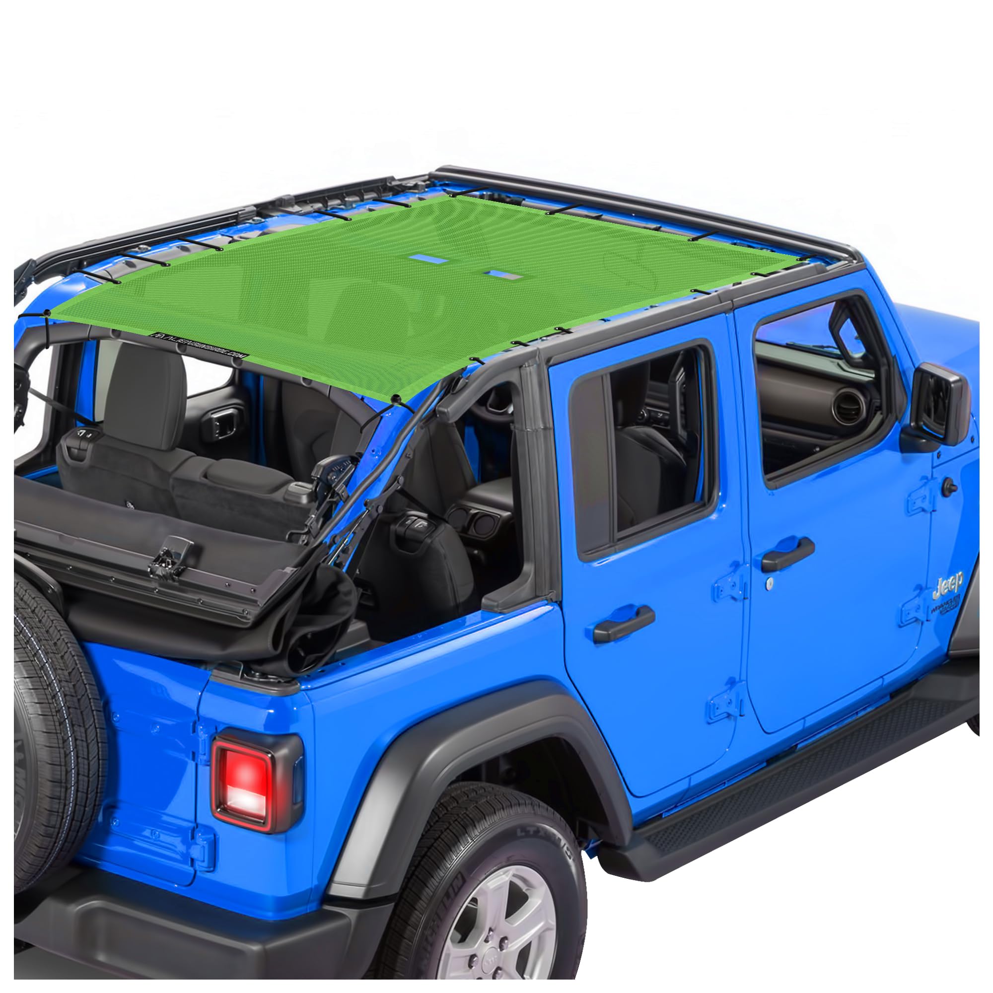 Alien Sunshade Jeep Wrangler JLU (2018-2023) - Full Length Mesh Sun Shade for Jeep JL Unlimited - Blocks UV, Wind, Noise - Bikini JLkini Top Cover for Sport, Sport S, Sahara, Rubicon (Green)
