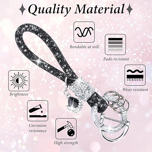 Miniatura 5 de Crystal Bling Car Keychain, Car Key Chain Glitter Key Ring, Rhinestone Keychain Ring Strap