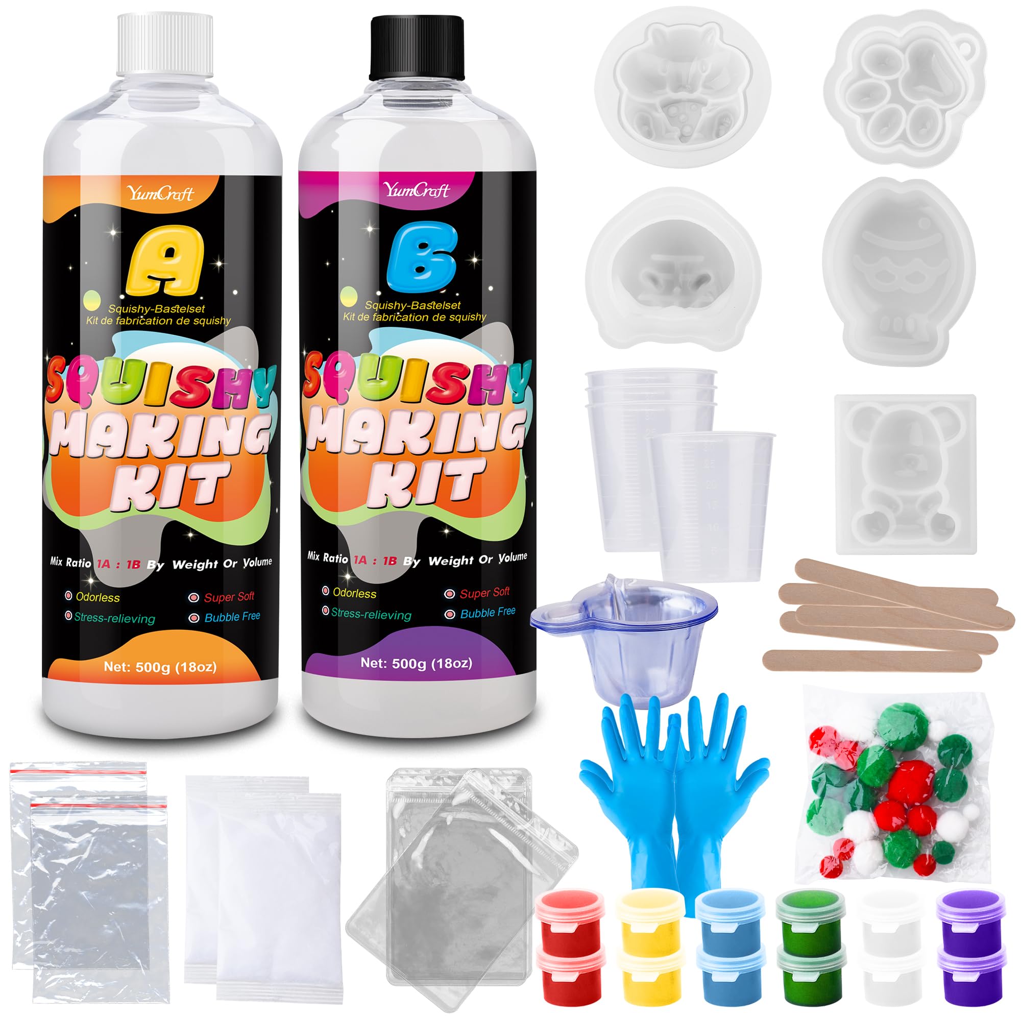 Płynny silikonowy zestaw do robienia squishy 1000 g, silikon AB 1:1, ultra miękki, szybkoschnący, do Taba Squishy i formowania łapy kota i chomika, kreatywny wypoczynek antystresowy, prezent