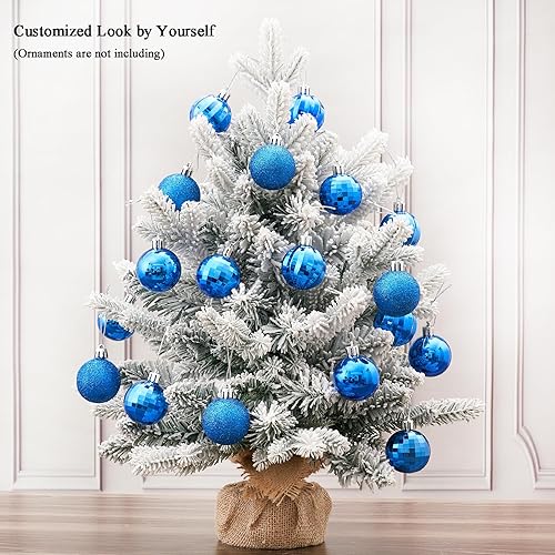 Miniatura 5 de Árbol de Navidad artificial de mesa, pequeño, de 18 pulgadas, árbol de pino de Navidad flocado para mesa, escritorio, decoración de Navidad para el