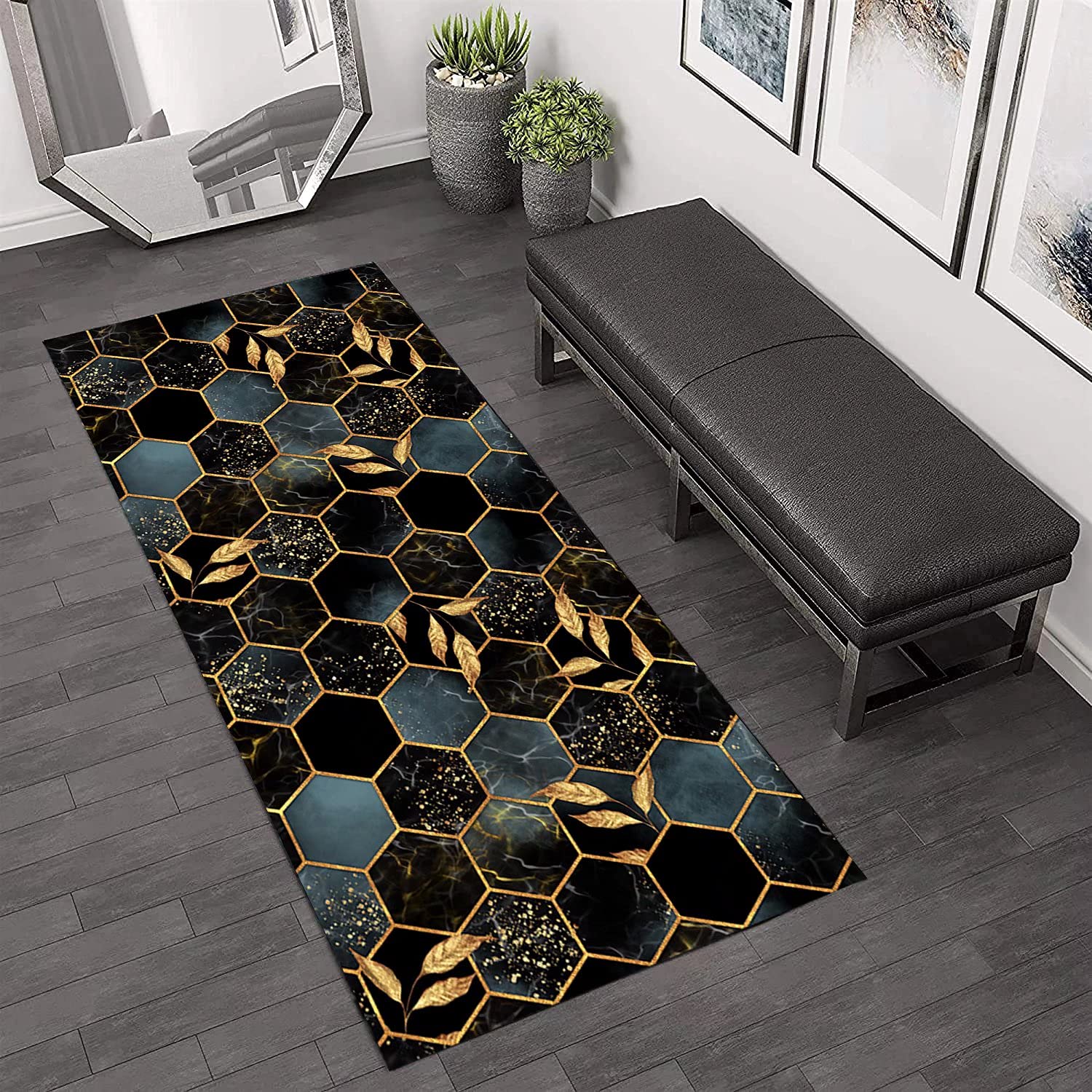 DTUQYX Tappeto Passatoia 90x140cm Antiscivolo Lavabile Antimacchia Durevole Motivo Geometrico Cucina Tappeti Runner Adatto Per Bagno, Soggiorno, Camera Da Letto, Sala Da Pranzo, Corridoio