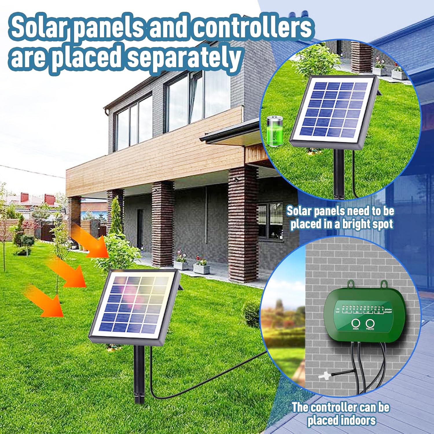 Onherm Solar Bewässerungssystem, Automatische Bewässerungssystem Garten mit 12 Timer Modi und 15M Schlauch, Tröpfchenbewässerung system für Garten, Balkon, Gewächshaus, Topfpflanzen im Freien