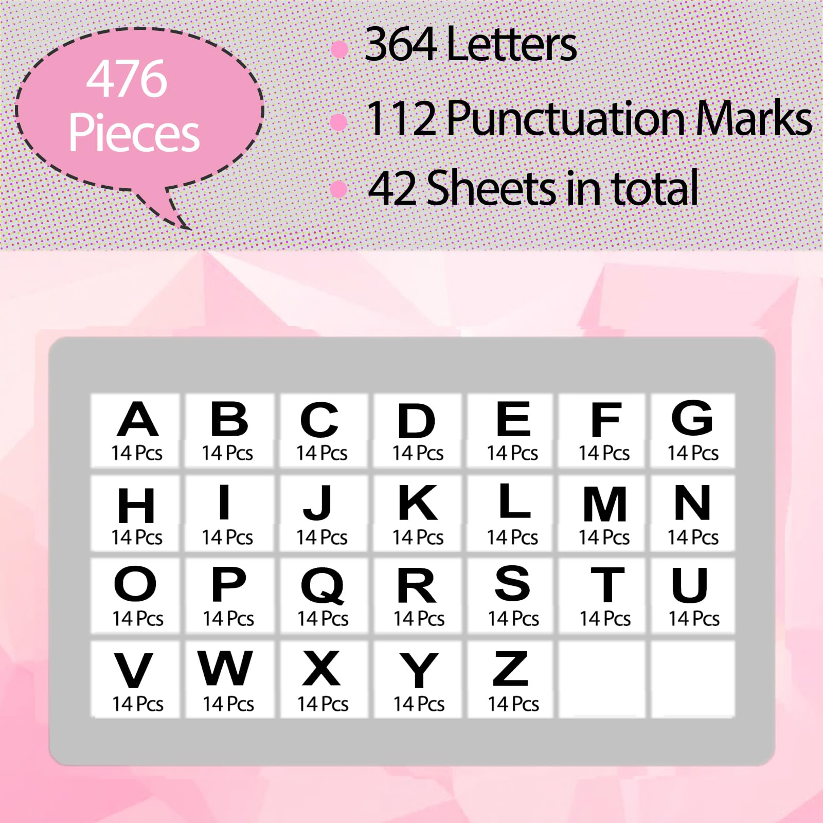Bemeol 476 Stück Pinnwand-Buchstaben 10,2 cm große Alphabet-Buchstaben-Aufkleber, selbstklebende Buchstaben zum Aufkleben für Poster, Tafel, Schule, Klassenzimmer, Zuhause, Büro, Dekoration (schwarz)