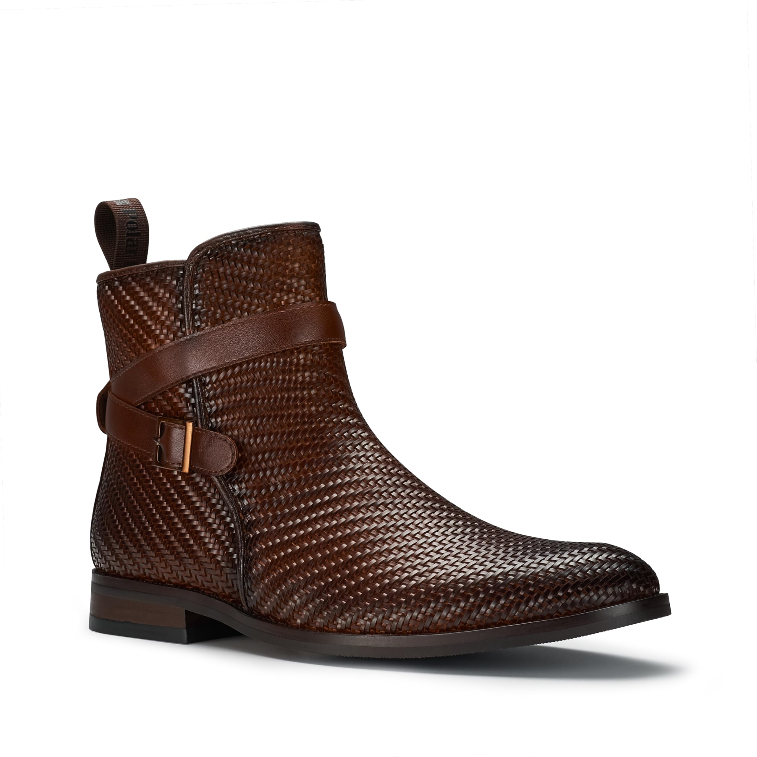 Polar Fox Men's Engineer Boot | Motorcycle Style Ankle Boot with Buckle Straps & Side Zipper |