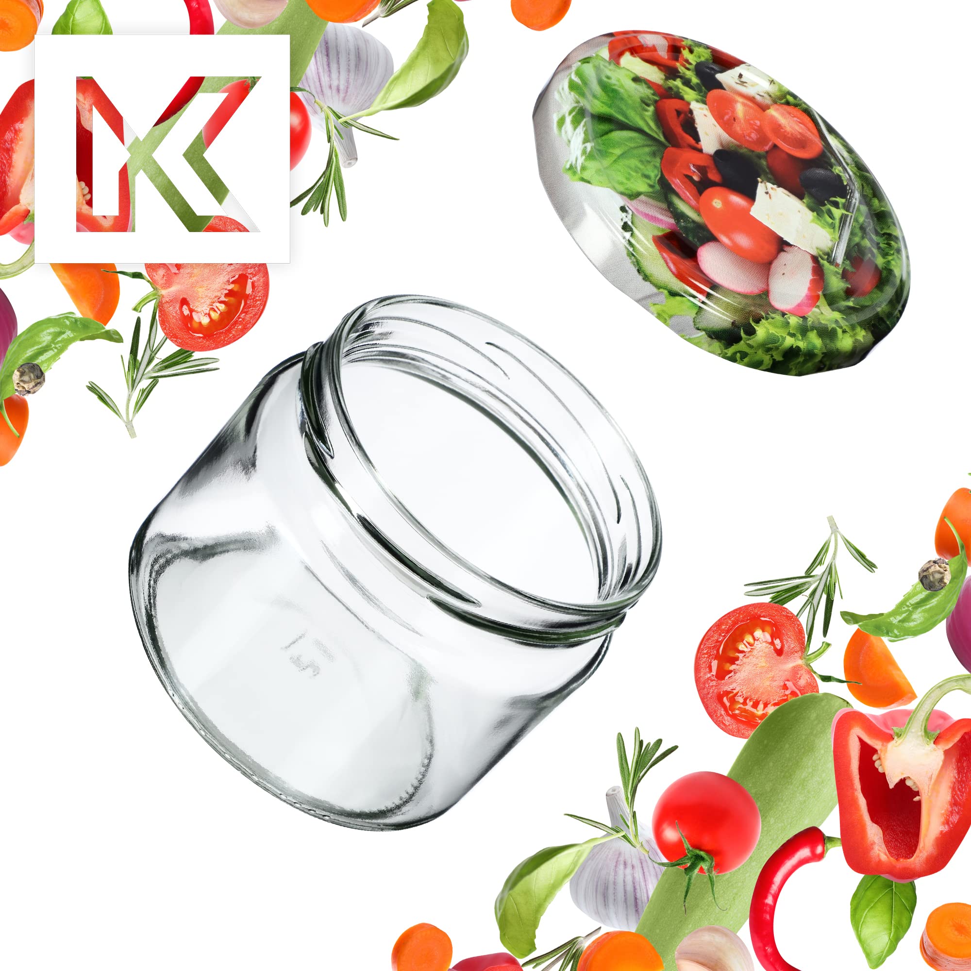 KADAX Słoiki na przetwory z zakręcaną pokrywką, słoiki na dżemy, konfitury, miód, słoiki z nakrętkami (sałata/100 sztuk)