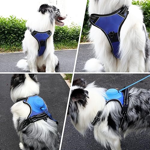 Miniatura 7 de VIWIK Arnés sin tirones para perros grandes, arnés reflectante 2 en 1 para mascotas sin estrangulamiento y correa retráctil para perro, arnés